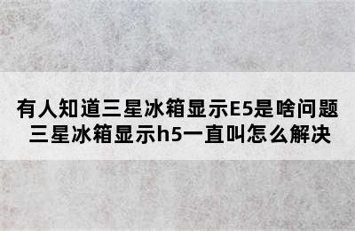 有人知道三星冰箱显示E5是啥问题 三星冰箱显示h5一直叫怎么解决